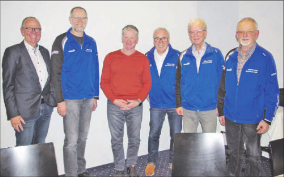 Vorstand der Männerriege Beinwil am See (v. l.) Aktuar Hans Ruedi Eichenberger, Kassier Karl Heinz Otten (zurückgetreten), der neu gewählte Kassier Hans Williner, Präsident Remo Furter, Vizepräsident Heiko Gruner und der Technische Leiter Hanspeter Wöhrle. (Bild: zVg.)