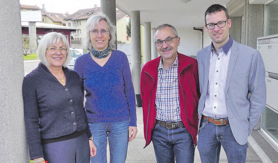 Die Zusammenarbeit der Spitex Organisationen ist auf gutem Weg, auch für die Zukunft: (v.li) Therese Gautschi (Vorstand) und Marianne Schlegel (Geschäftsleitung) von der Spitex Reinach-Leimbach, Jakob Faes (Geschäftsleitung) und Roger Stenz (Vorstand) von der Spitex Mittleres Wynental. (Bild: moha.)