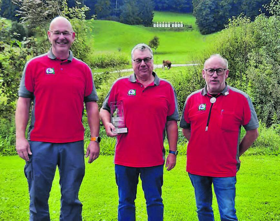 Die Sieger vom Spychercup in Oberkulm: (v.l.) Steve Baumann, Markus Steiner, Peter Speck. (Bild: zVg.)