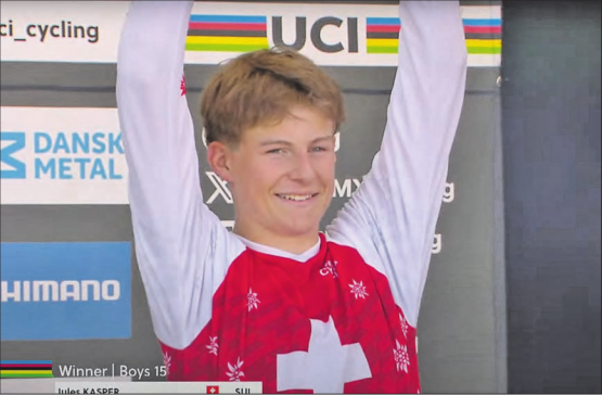 Jules Kasper anlässlich der Siegerehrung an der WM in Kopenhagen. (Bild: Screenshot UCI)
