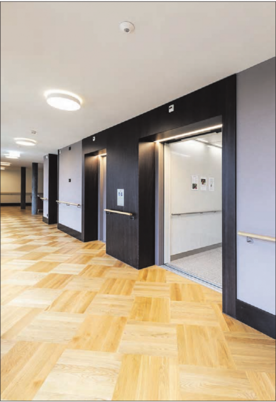 Frisch montierte Doppel-Anlage der Haslimann Aufzüge im AbeggHuus Rüschlikon