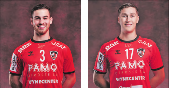 Nikos Sarlos (links) und Seya Grau: In der kommenden Saison noch gemeinsam in den Farben des HSC Suhr Aarau im Einsatz. (Bilder: zVg.)