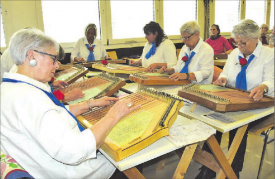 Musik der leisen Töne: Eine Zithergruppe, einheitlich gekleidet, präsentiert ihr umfangreiches Repertoire. (Bilder: Frieda Steffen)