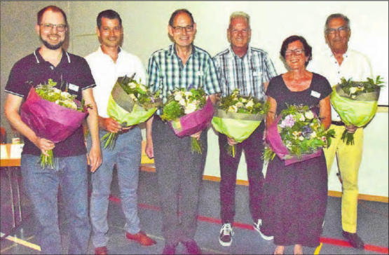 Die neuen und die abtretenden Vorstandmitglieder (v.l.): Manuel Süess, Matthias Lämmli und Hanspeter Fischer neben Andi Keller, Regina Lehmann und Max Haudenschild. (Bilder: st.)